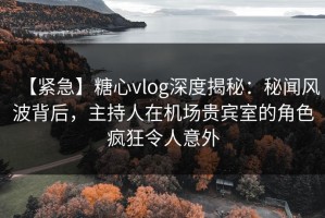 【紧急】糖心vlog深度揭秘：秘闻风波背后，主持人在机场贵宾室的角色疯狂令人意外