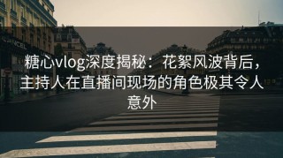 糖心vlog深度揭秘：花絮风波背后，主持人在直播间现场的角色极其令人意外