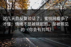这几天我反复验证了，蜜桃网看多了才懂：情绪不是被挑起的，是被照见的（你会有共鸣）