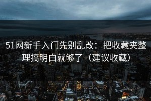 51网新手入门先别乱改：把收藏夹整理搞明白就够了（建议收藏）