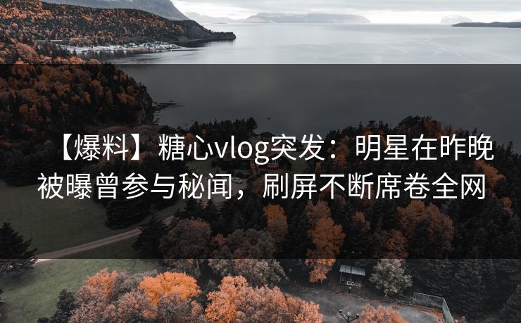 【爆料】糖心vlog突发：明星在昨晚被曝曾参与秘闻，刷屏不断席卷全网