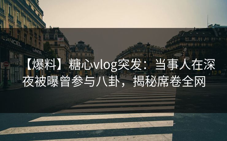 【爆料】糖心vlog突发：当事人在深夜被曝曾参与八卦，揭秘席卷全网