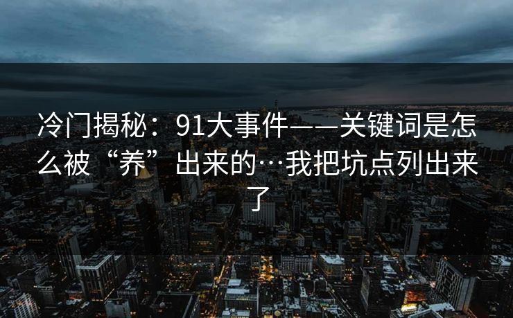 冷门揭秘：91大事件——关键词是怎么被“养”出来的…我把坑点列出来了
